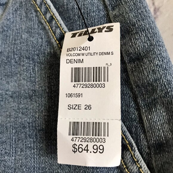 Volcom Woman's Denim Utility Shorts Size 26 Blue - Picture 5 of 7